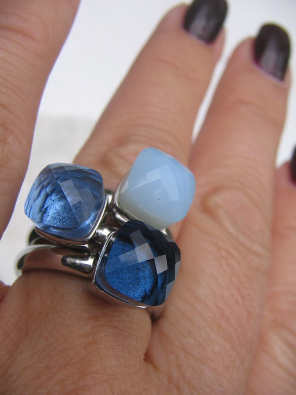 Firenze Ring Small Gr. 54 - air blue opal - silber